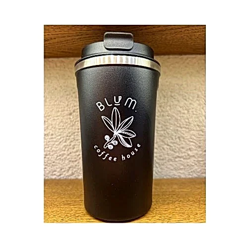 Blum Termos Kupa-Siyah Çiçekli - blumcoffeehouse